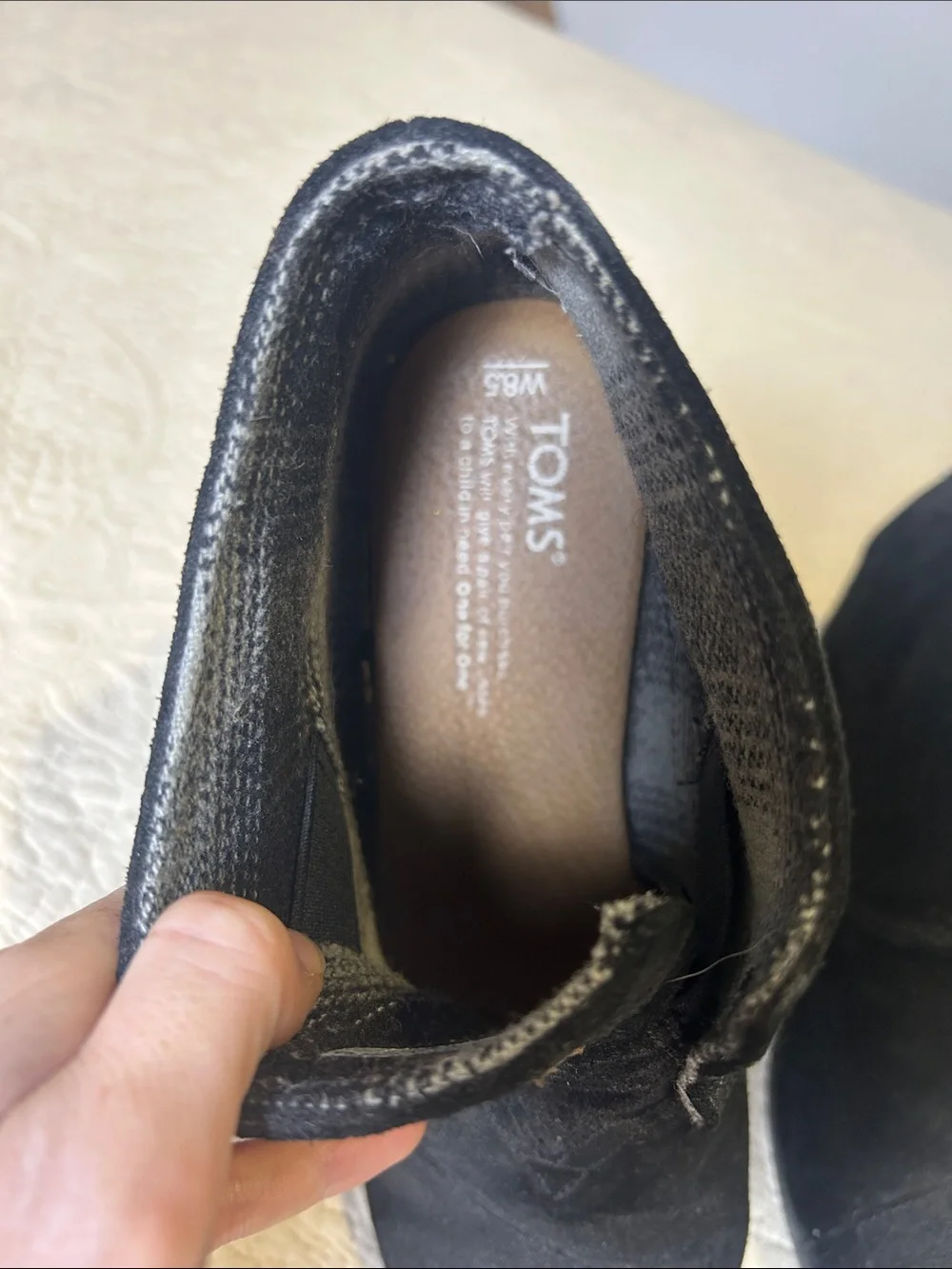 Toms Black Suede Lace-Up Ankle Booties with Tan Logo Patch
